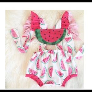Watermelon pinafore romper birthday Etsy  2T